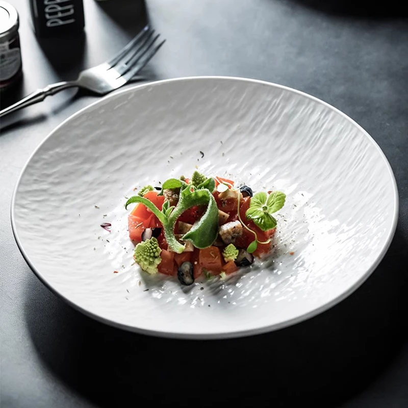 10英寸岩石纹汤盘深盘创意陶瓷西餐沙拉意面盘高级感碗甜品早餐