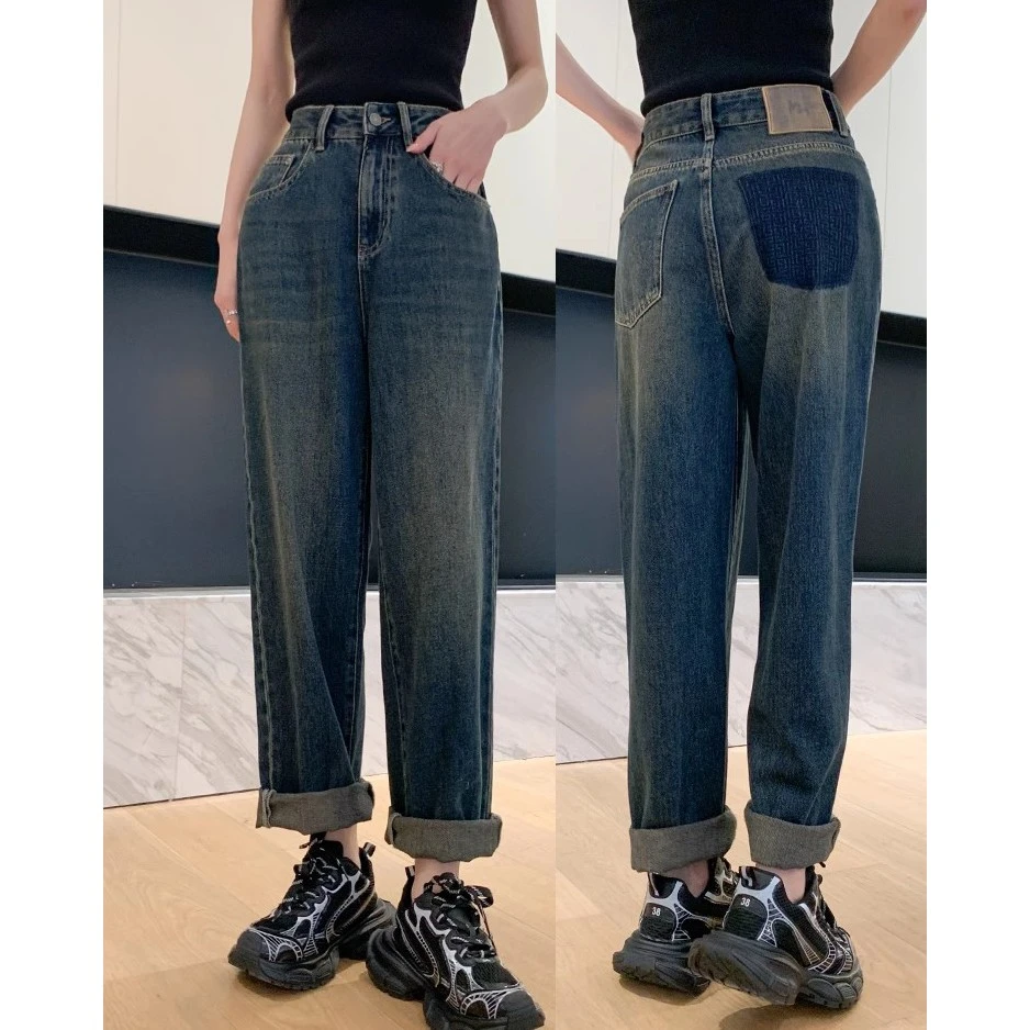 烈儿宝贝【长安牛仔裤】90新疆高棉阔腿重工洗水牛仔L33NZ8562