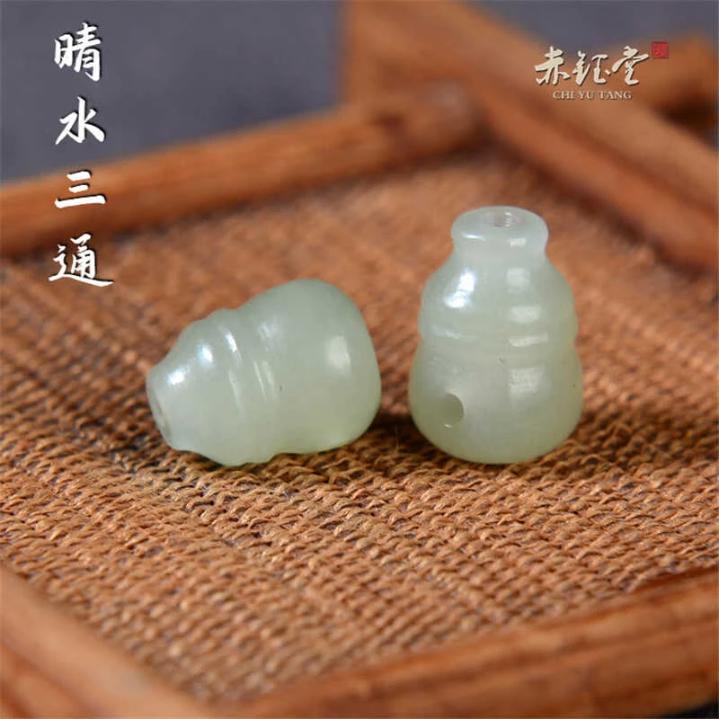 和田玉三通佛头文玩配饰晴水料一体佛头diy手链手串佛珠配件天然