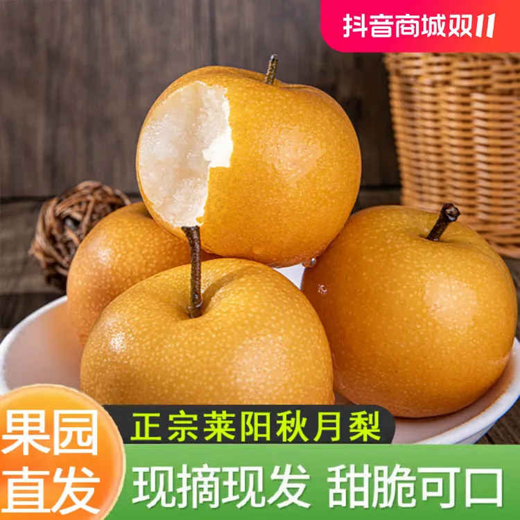 【新梨】正宗山东莱阳冰糖秋月梨香酥梨带箱5斤脆甜多汁新鲜水果