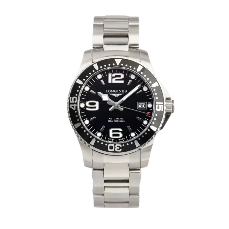 99新 Longines/浪琴 康卡斯系列39盘机械男士黑盘防水名表夜光