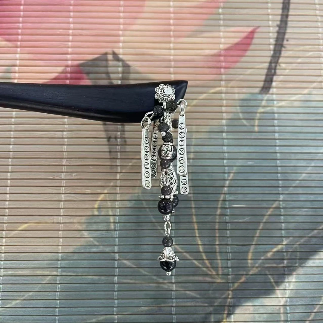 X565彩云之南神秘黑色头饰发饰复古古风古典气质国风简约手工发簪