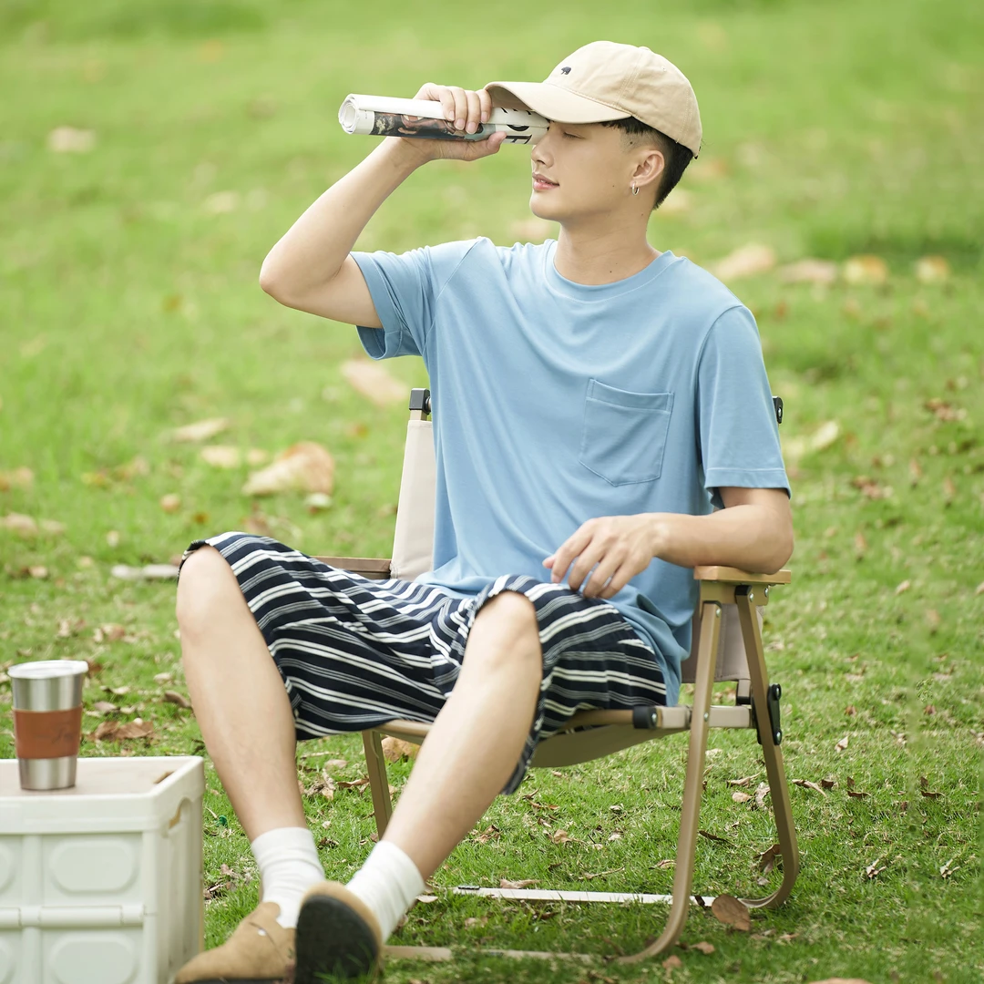 【专属绅士的体面，可外穿】莫代尔亚麻短袖短裤家居服套装睡衣男