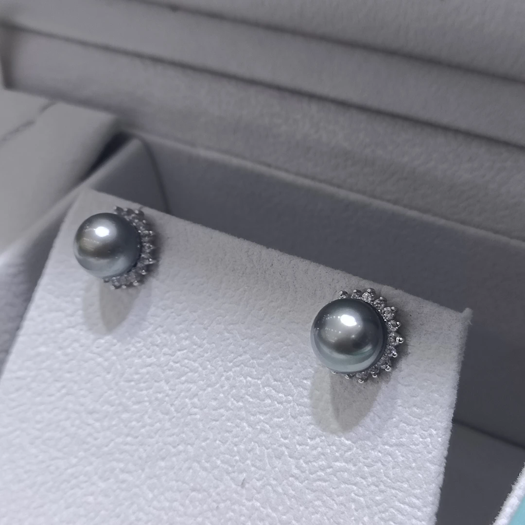 TLS/蒂尔斯S925银大溪地黑珍珠耳钉