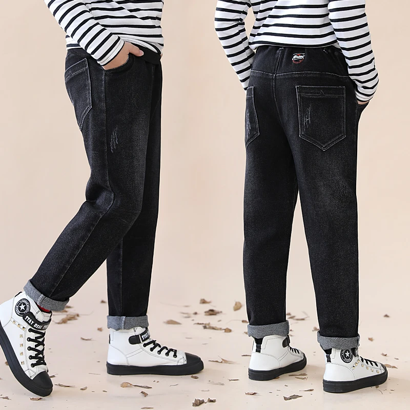 男童弹力牛仔裤春秋新款中大童时髦休闲儿童长裤宽松男孩裤子洋气