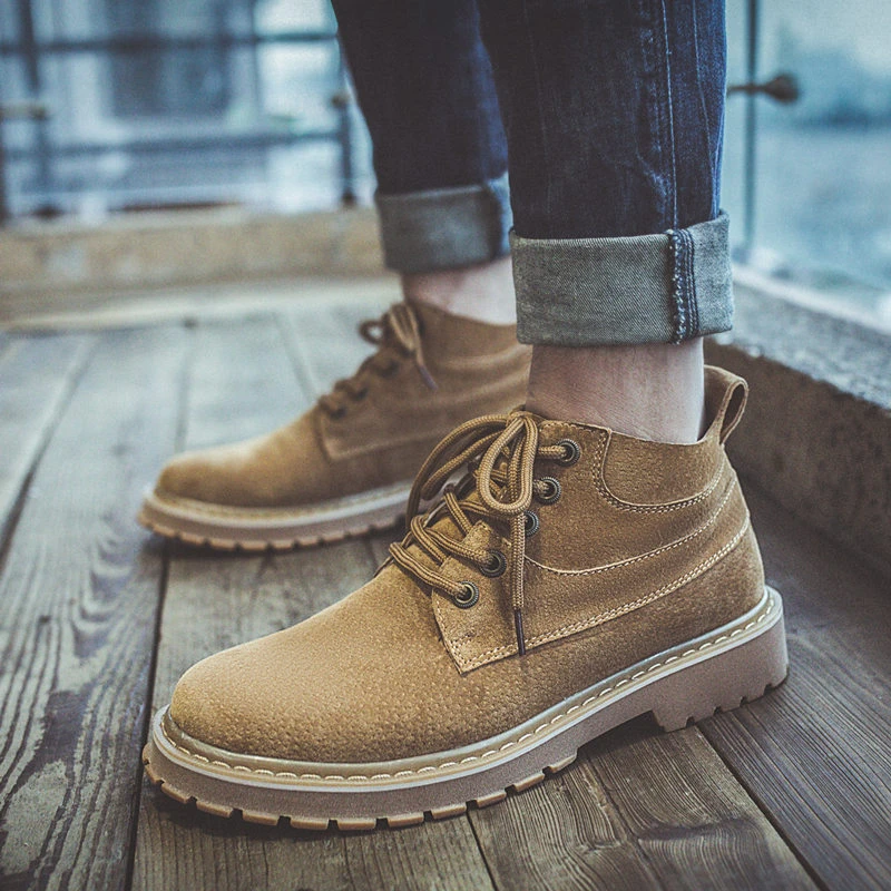 马丁靴男款秋冬季工装潮流短靴子秋季高帮百搭中帮男士休闲鞋子男