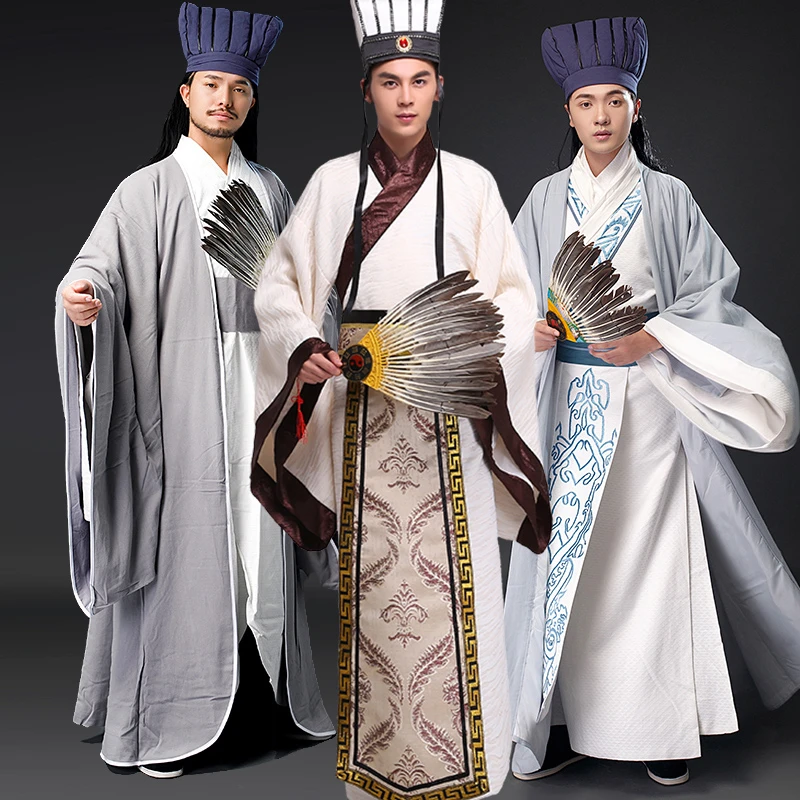 新款古装直裾汉服谋士秀才服装古代影视诸葛亮演出服三国孔明服装