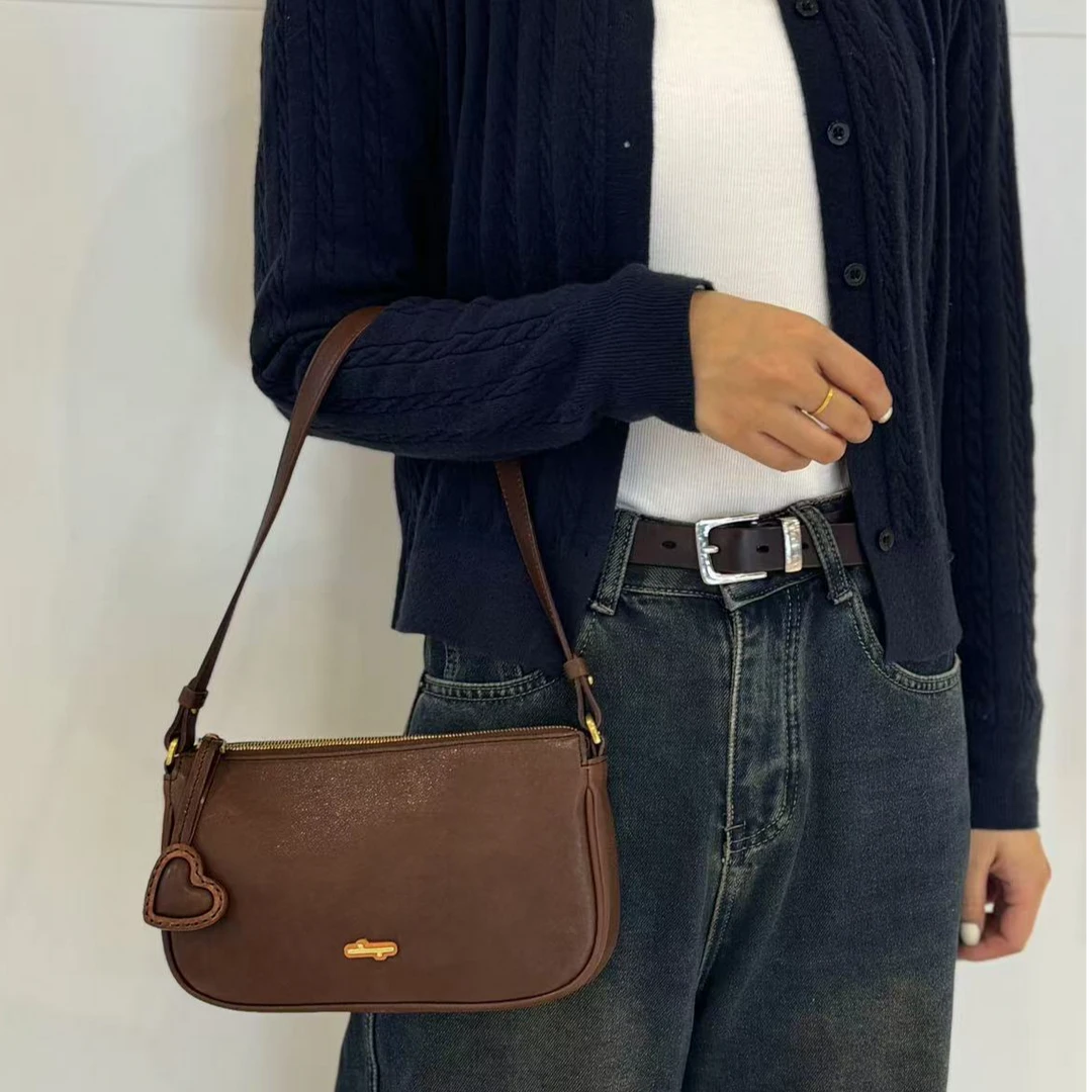 食草堂专柜新款 时尚休闲百搭真皮简约小众秋冬经典腋下包 萌爱-2