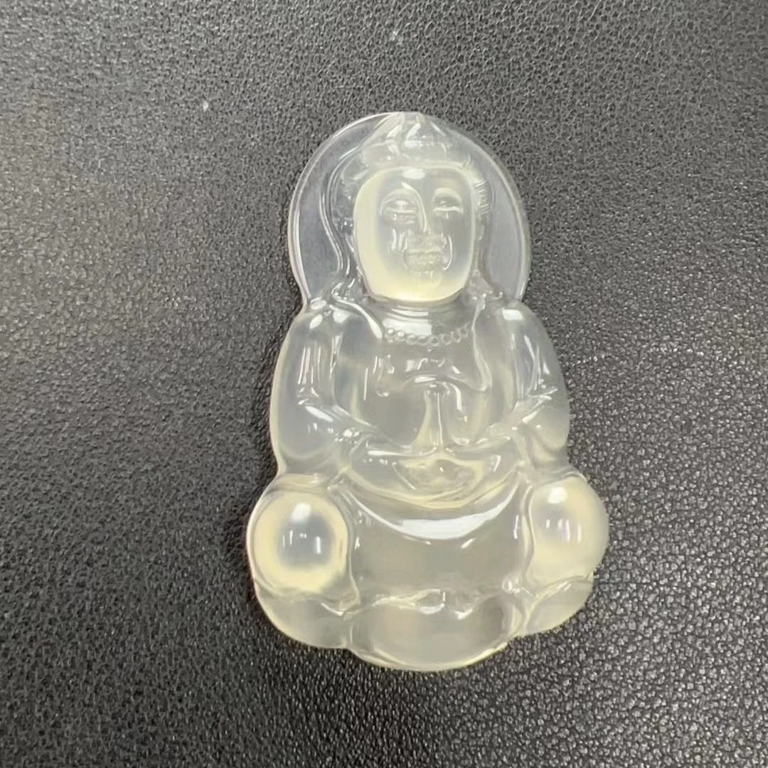 纯天然玻璃种观音吊坠