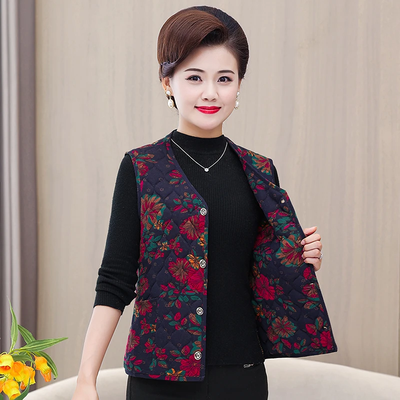 妈妈冬装棉马甲宽松加厚背心坎肩中老年人女装奶奶保暖棉服马夹