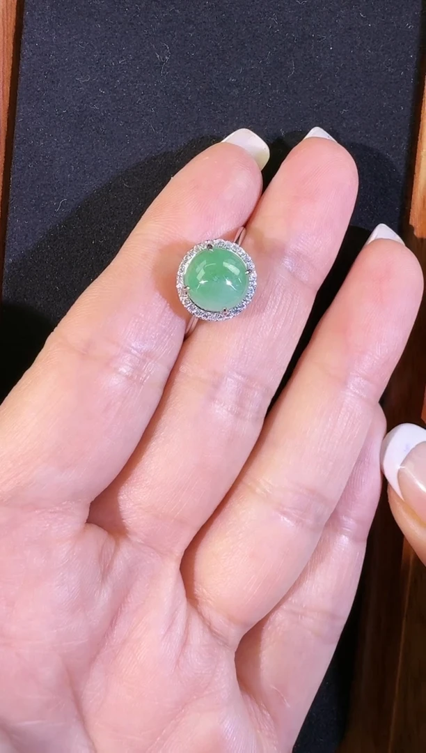 【闪购商品】翡翠戒指银S925镶嵌天然A货翡翠