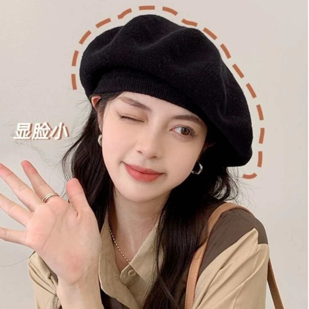 Viney贝雷帽女秋冬韩版时尚蓓蕾帽气质百搭八角帽生日礼物送女友