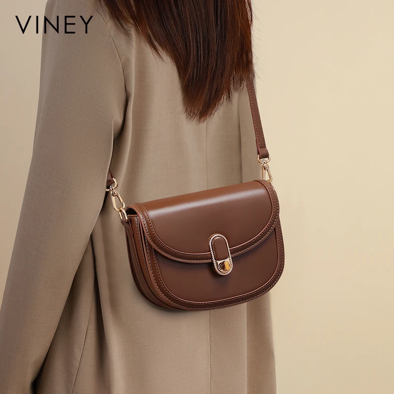Viney真皮包包女2025新款小方包时尚斜挎包生日七夕节礼物送女友