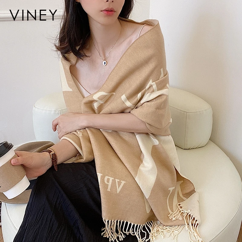 Viney围巾女秋冬季气质高档披肩围脖两用时尚保暖圣诞礼物送女生
