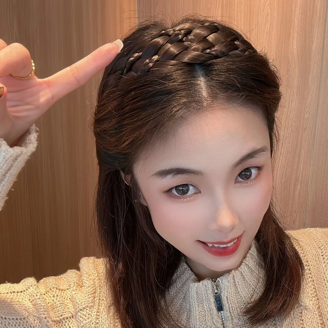百搭艺术款假发发箍 麻花辩子纯手工编织带防滑齿头箍头饰网红