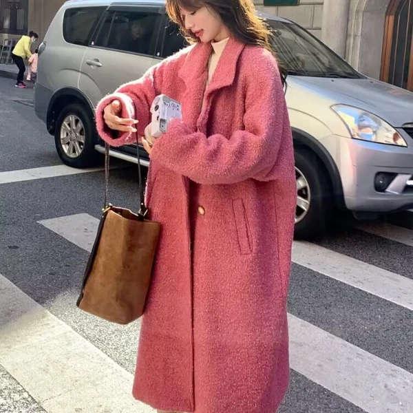 001-199大码显瘦宽松2024新款洋气时尚百搭休闲女双面绒大衣