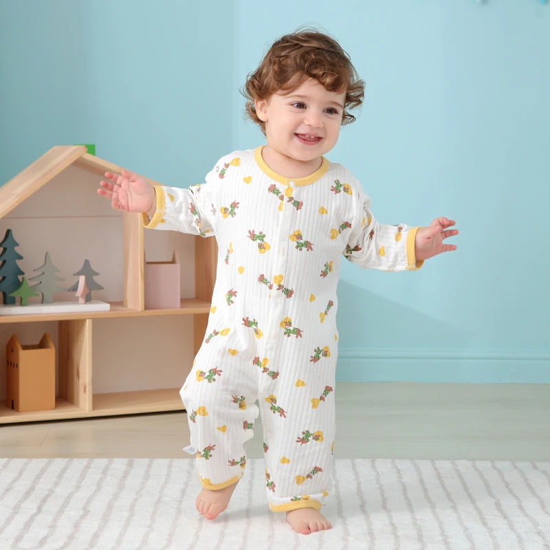 无骨 婴儿莫代尔夏季长袖短袖连体衣 轻薄透气哈衣爬爬服2359