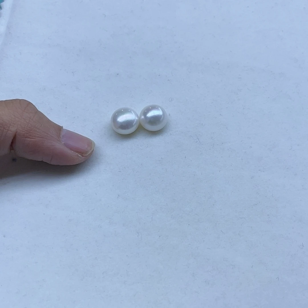 【闪购商品】淡水珍珠裸珠定制耳钉银S925镶嵌扛***姐