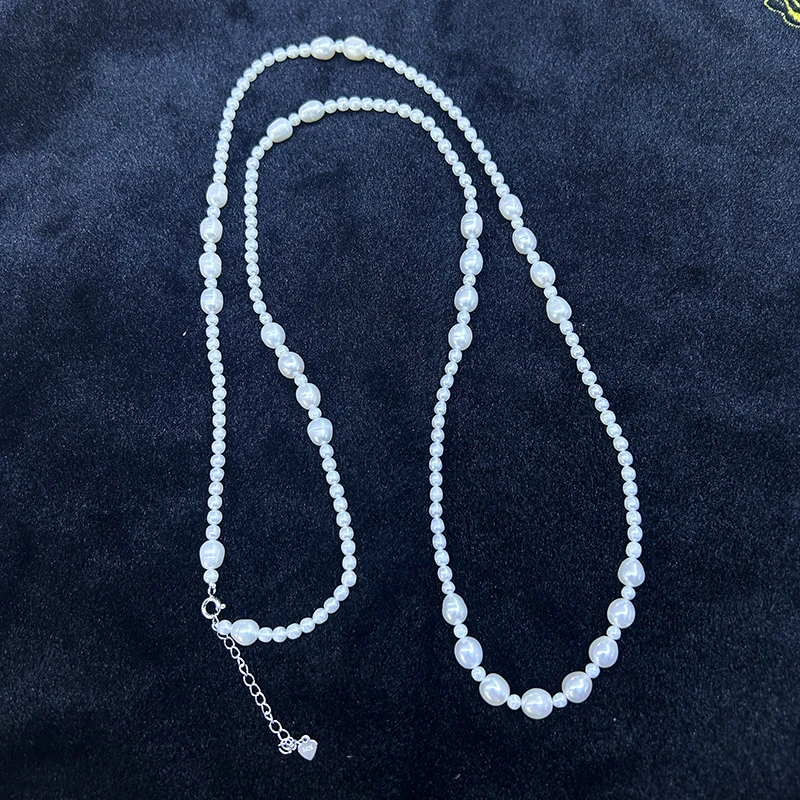 诸暨淡水珍珠毛衣链款手工项链时尚百搭简约长链小米珠强光