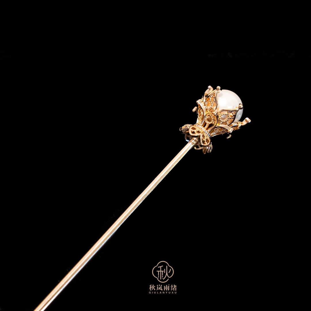 手工原创【明霞】百搭中国风汉服盘发簪子流苏铜新中式金色发饰古风