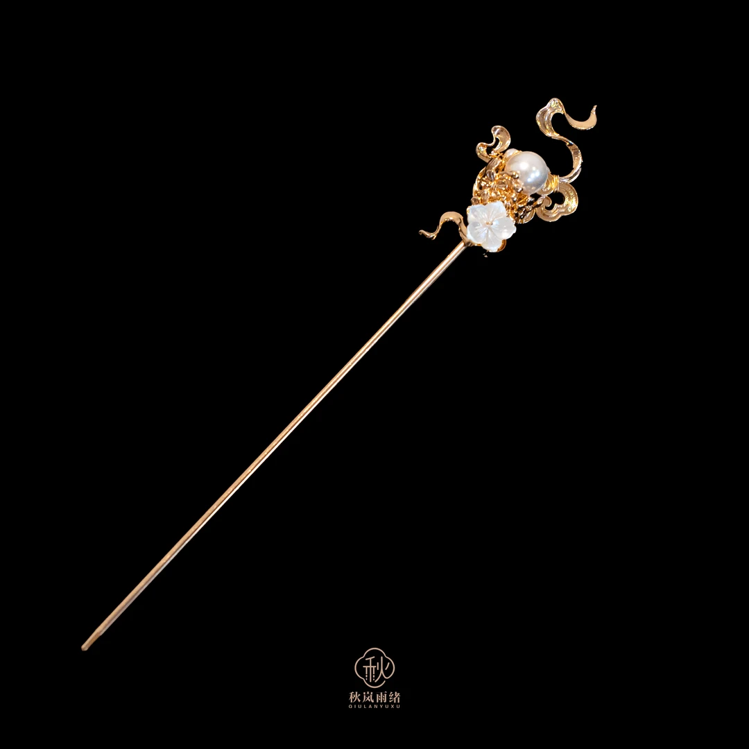 原创手工【万斛】新中式发钗绒花发簪中国风汉服古风簪子国风流苏