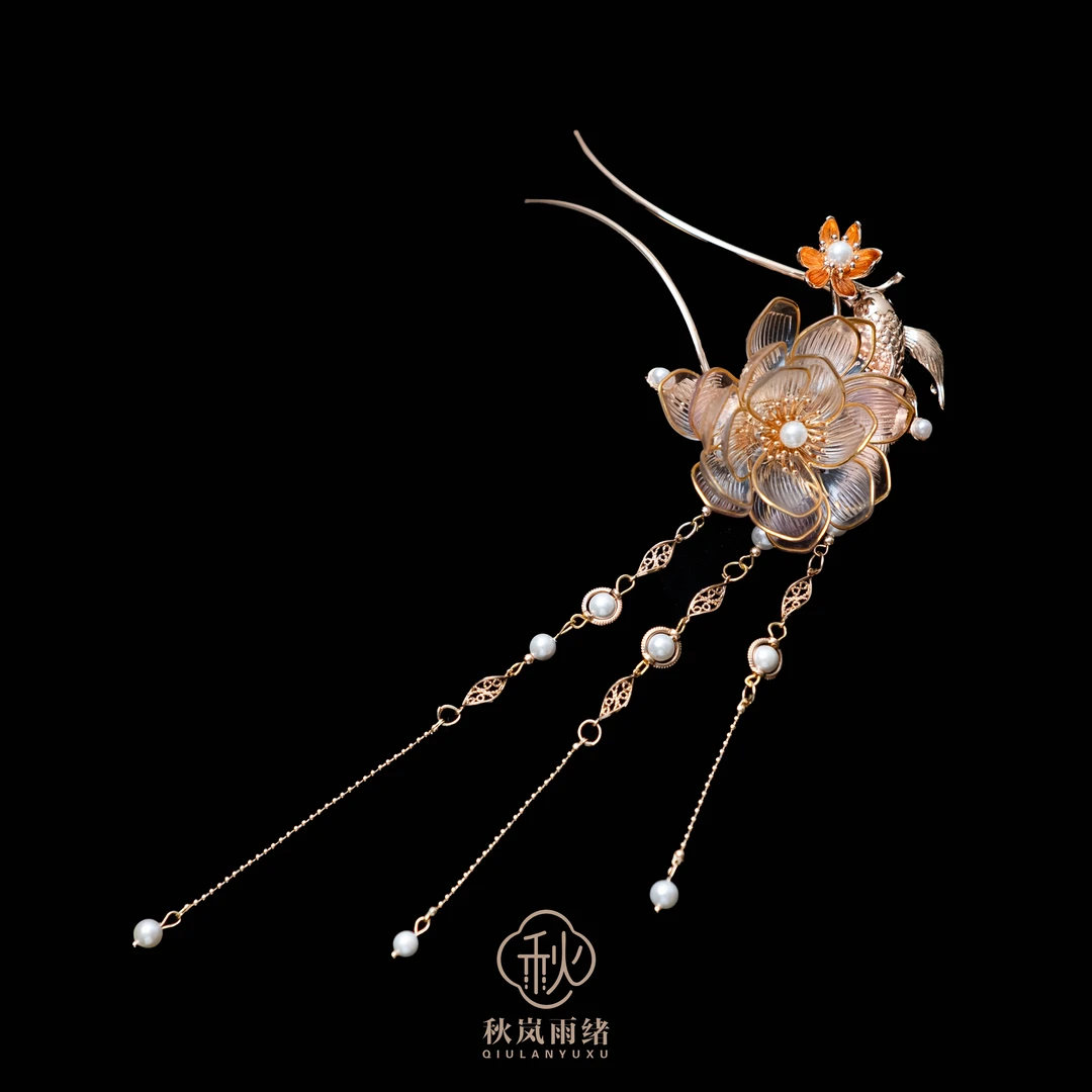 手工原创【玲珑】中国风盘发簪子流苏步摇适合年轻人新中式金色发饰