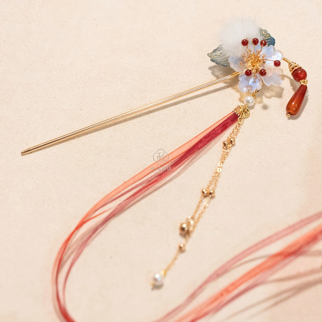 手工原创【芳华】百搭中国风汉服盘发簪子流苏铜新中式金色发饰步摇