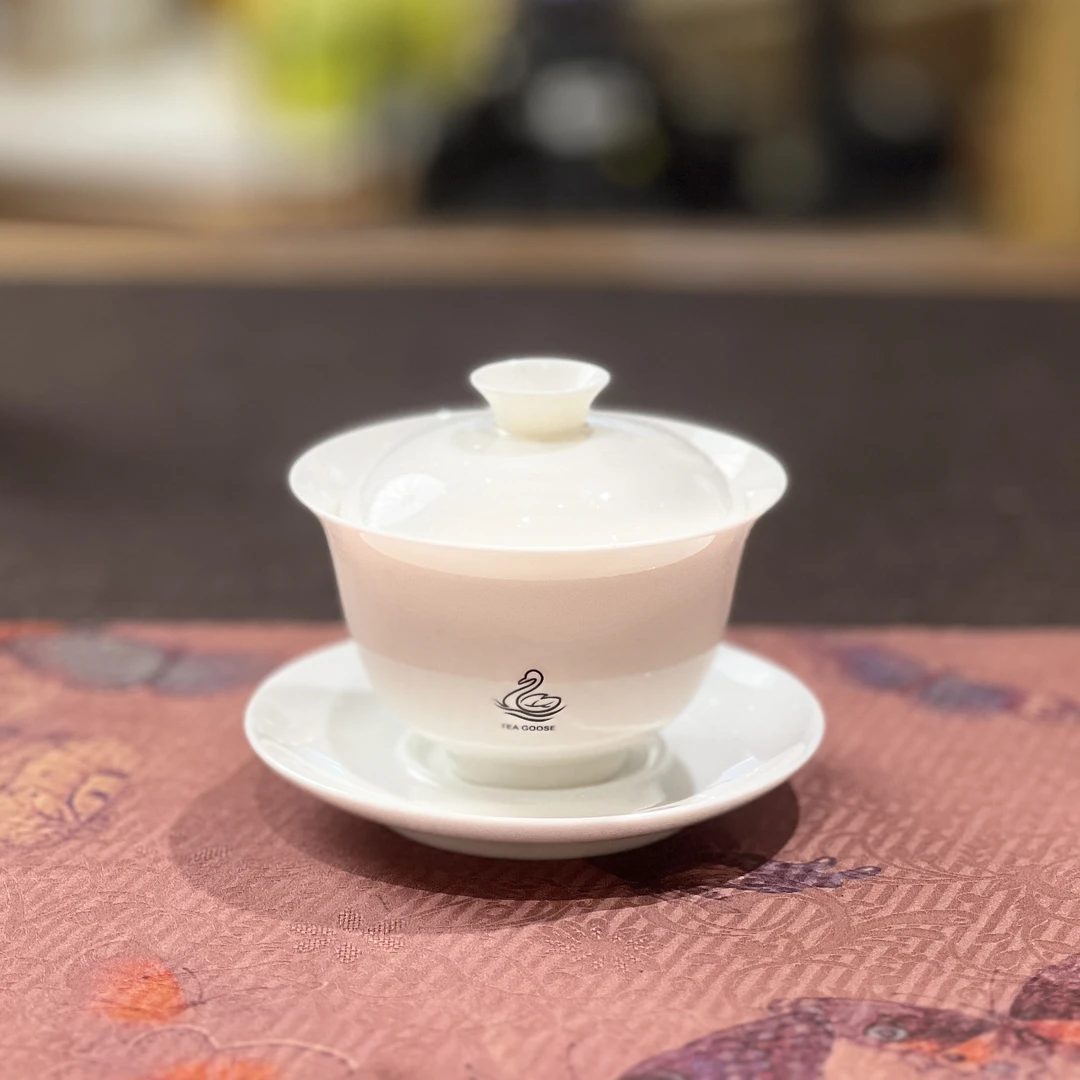 【三周年】茶小鹅白瓷盖碗