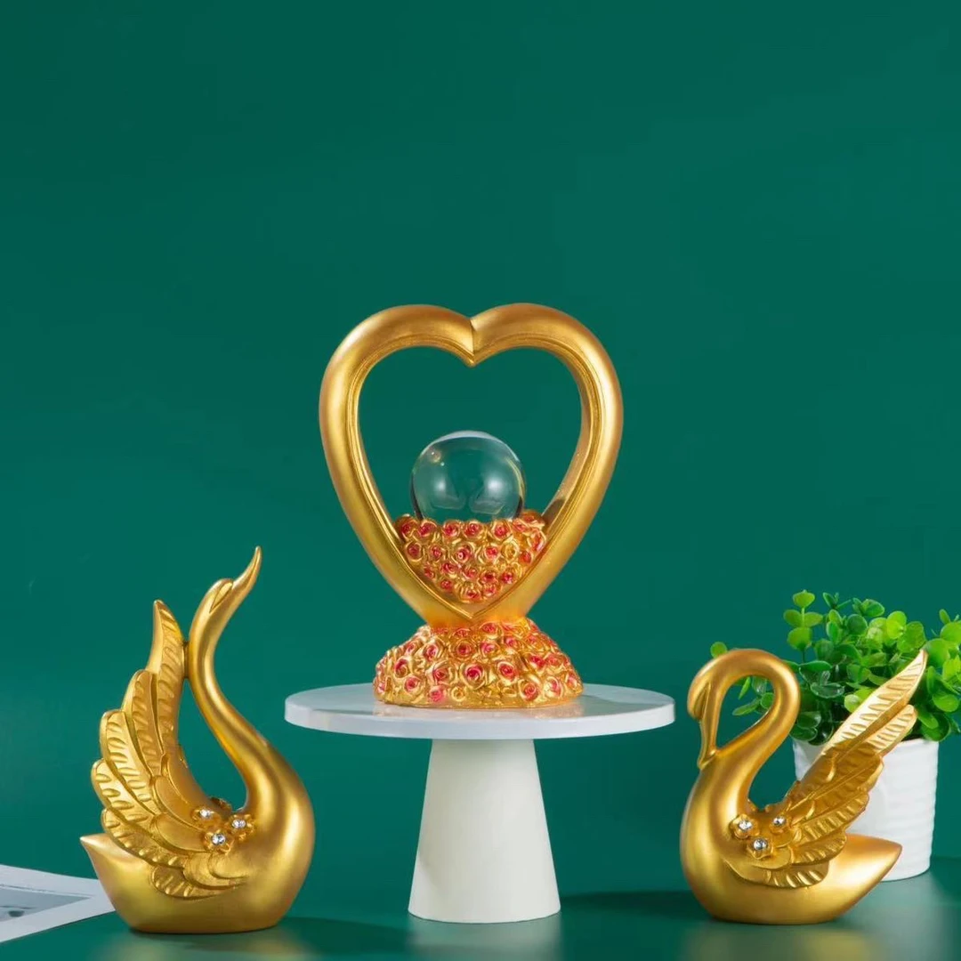 创意家居天鹅装饰品摆件客厅卧室酒柜电视柜立体工艺品结婚礼物