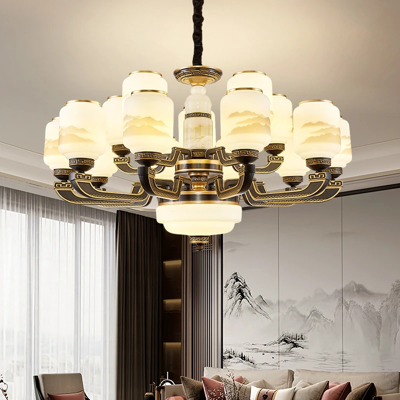 新中式吊灯客厅仿古大气家用禅意书房餐厅卧室锌合金别墅大厅酒店