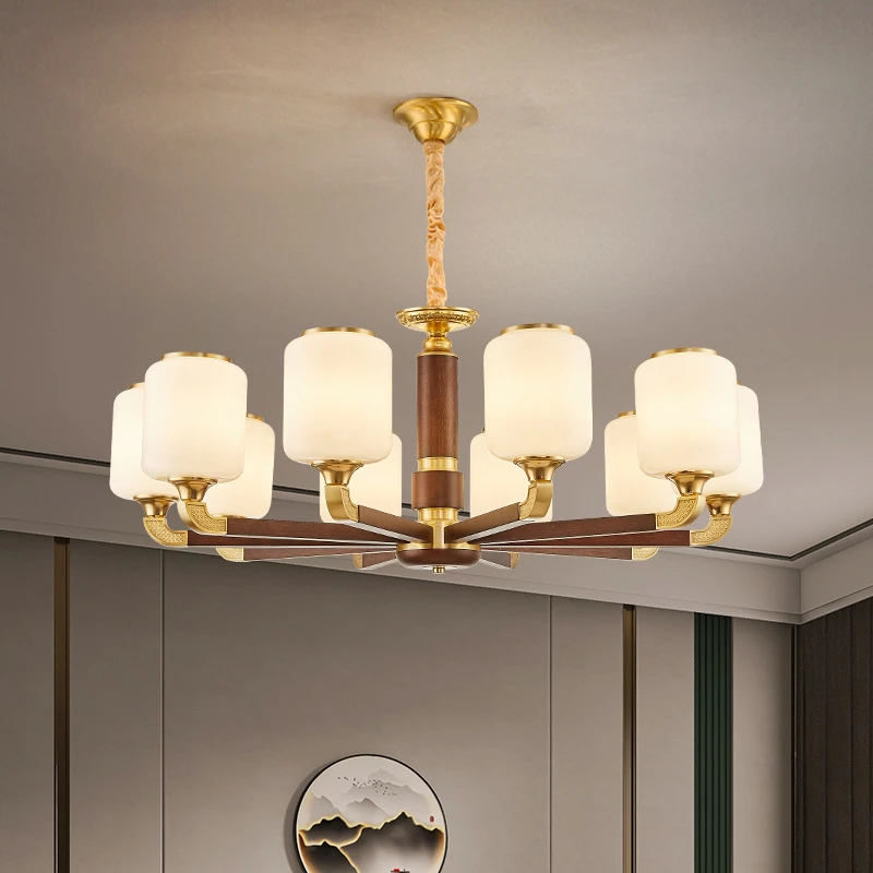 新中式全铜吊灯客厅灯2023年新款家用餐厅灯中国风大气简约实木灯