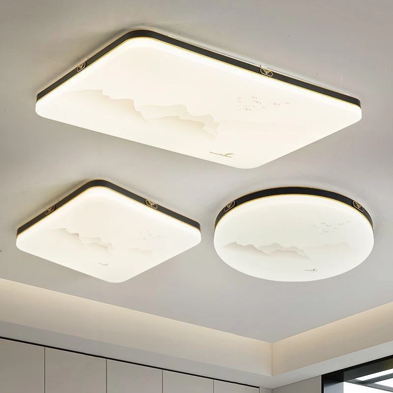 新中式家用吸顶灯客厅灯现代中国风房间餐厅圆形书房超薄长方形灯