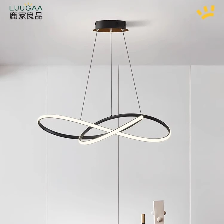 鹿家良品莫比乌斯餐厅吊灯现代简约北欧轻奢创意个性圆环客厅灯具