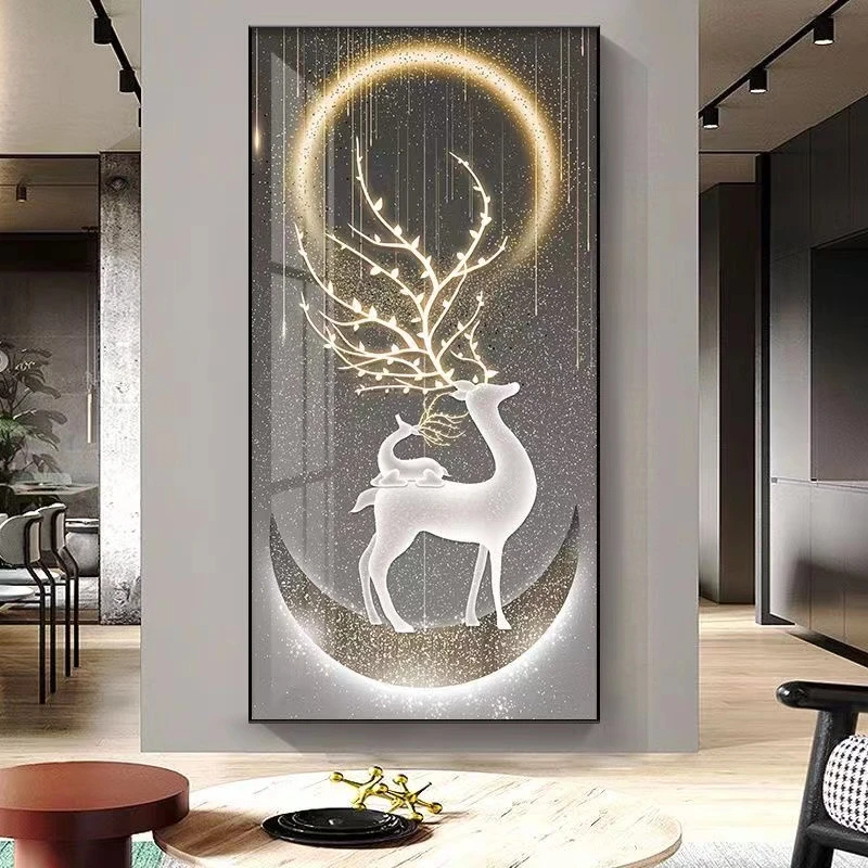 【福禄星辰】入户画幅轻奢现代装饰画单幅走廊晶瓷装饰画立体镶钻画