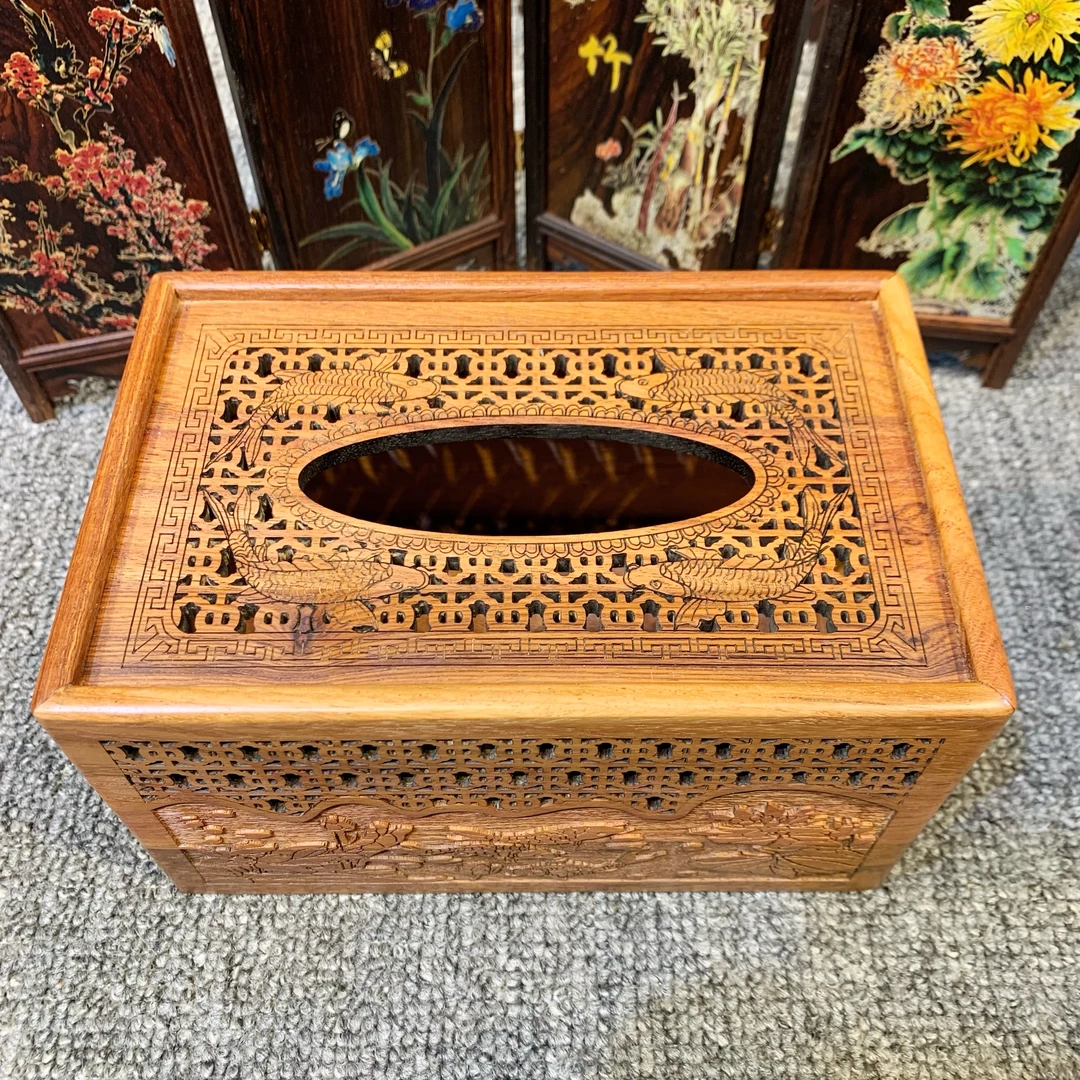 缅甸花梨抽纸盒16