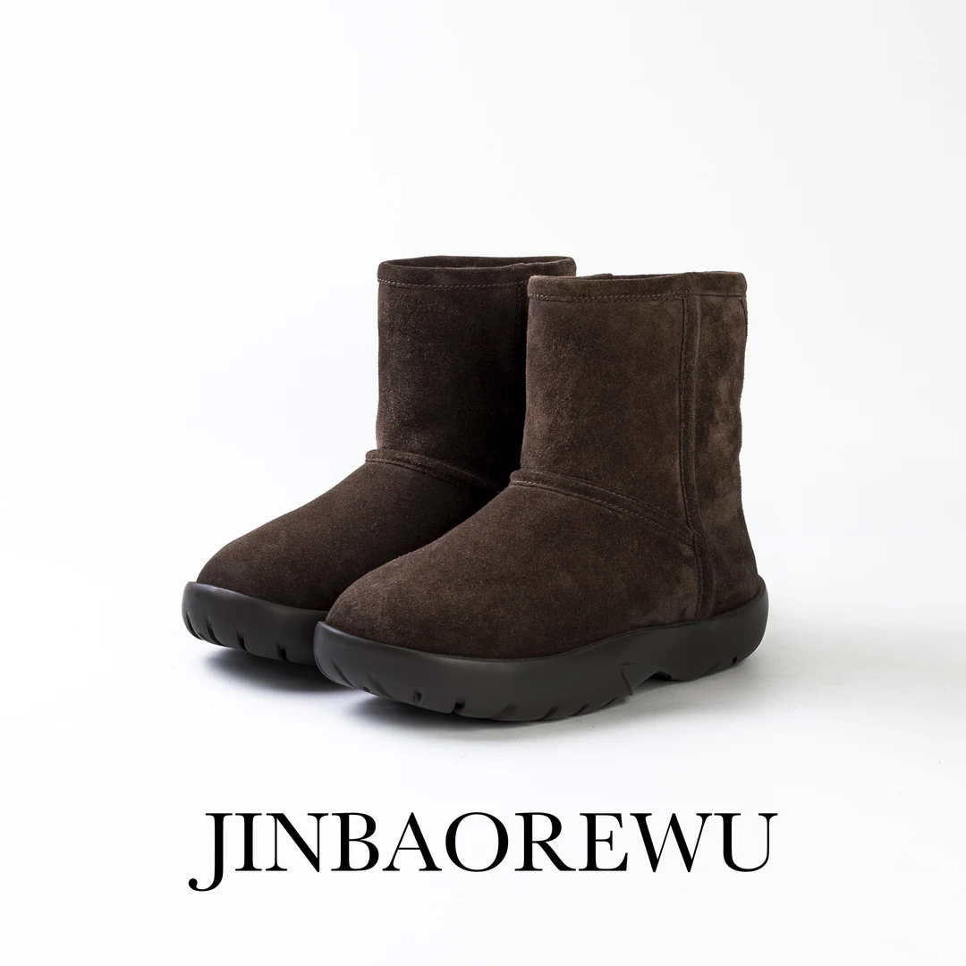 JINBAOREWU2023冬季新款加绒低帮雪地靴  小熊雪地靴设计师款式