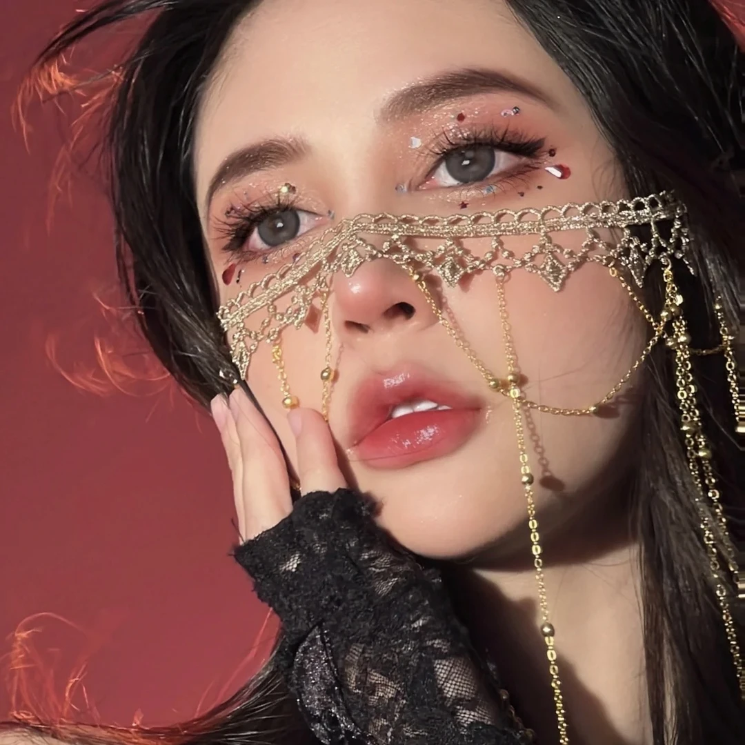 面帘古风遮脸面纱流苏汉服古装头饰遮面发箍超仙气配饰西域舞姬