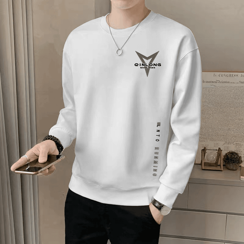 卫衣男士春秋款2023新款圆领宽松秋季无帽上衣青少年长袖男款外套