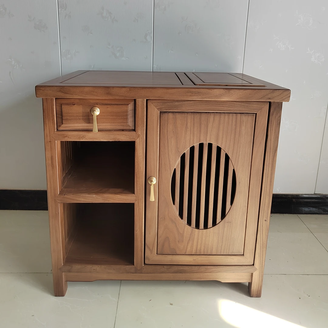 新中式茶水柜简约餐边柜客厅禅意矮柜一体式储物柜置物柜茶室边柜