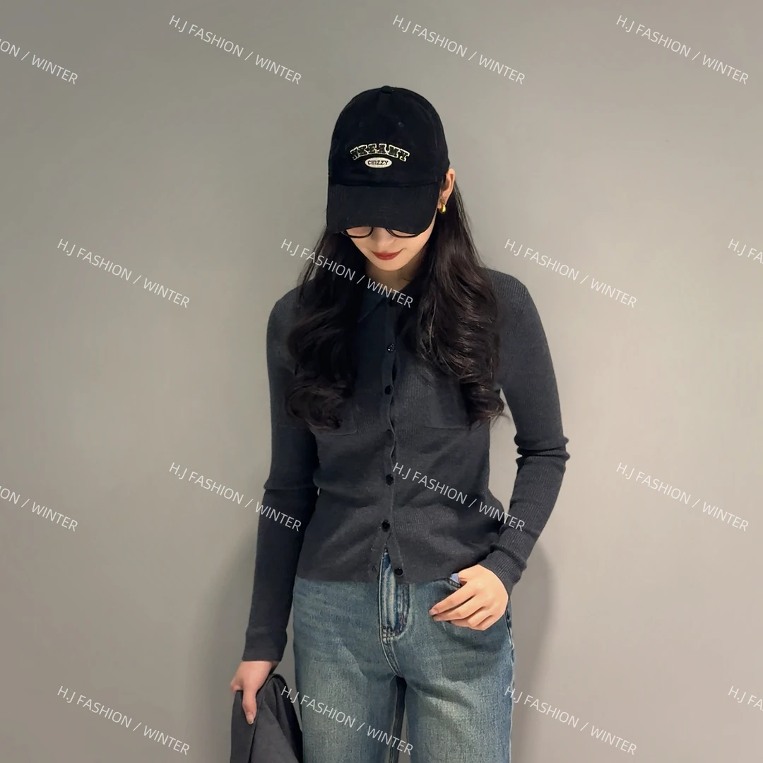 【 H·J 】“温柔伊人”羊绒软糯舒适修身坑条开衫毛衣0424