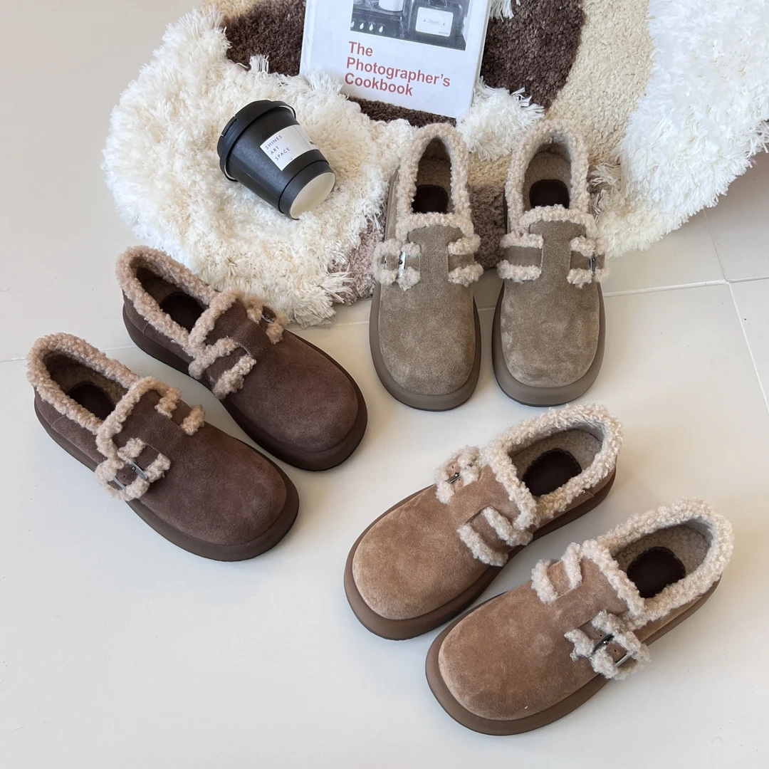 【清仓】TS休闲鞋女2024一脚蹬潮流百搭加绒厚底穆勒鞋MTB37138