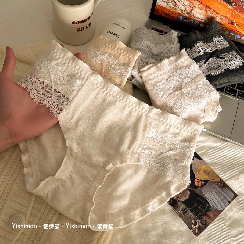 欧若风纯欲蕾丝女士内裤女2025新款棉裆中腰透气少女无痕三角短裤