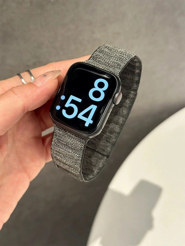 新款牛仔布磁吸表带适用applewatch9/8/7/6/5/4/se高级ultra表带