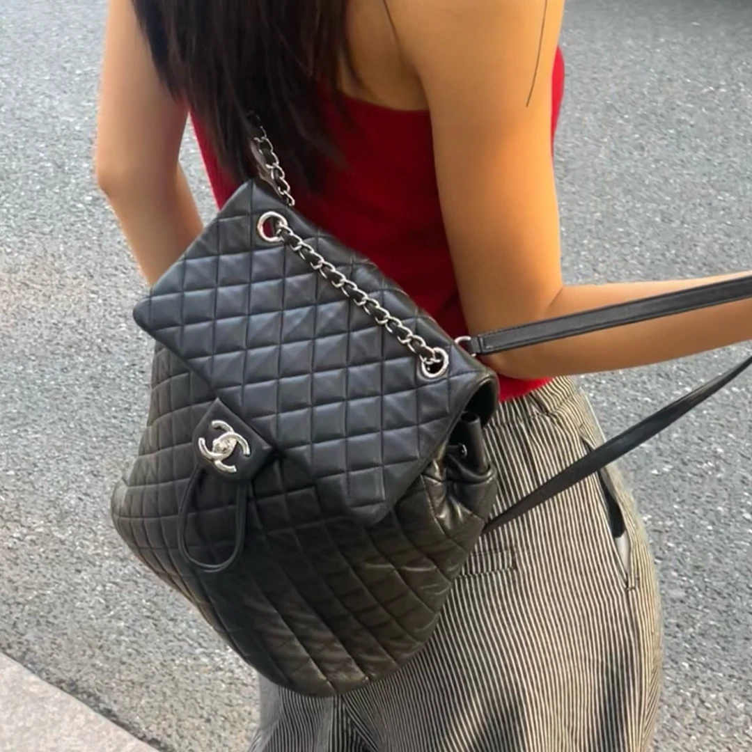 95新 Chanel/香奈儿 Chanel 萨尔茨堡 黑银 双肩包/4672