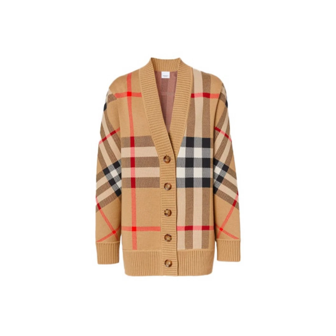 全新未使用 BURBERRY/博柏利 经典格纹美利奴羊毛V领  TP017347