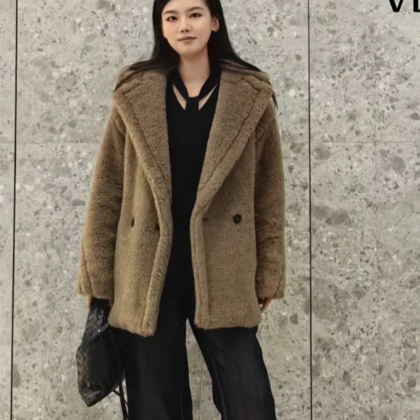 全新未使用 MaxMara 汤/483014/483015/短泰迪双排扣大衣