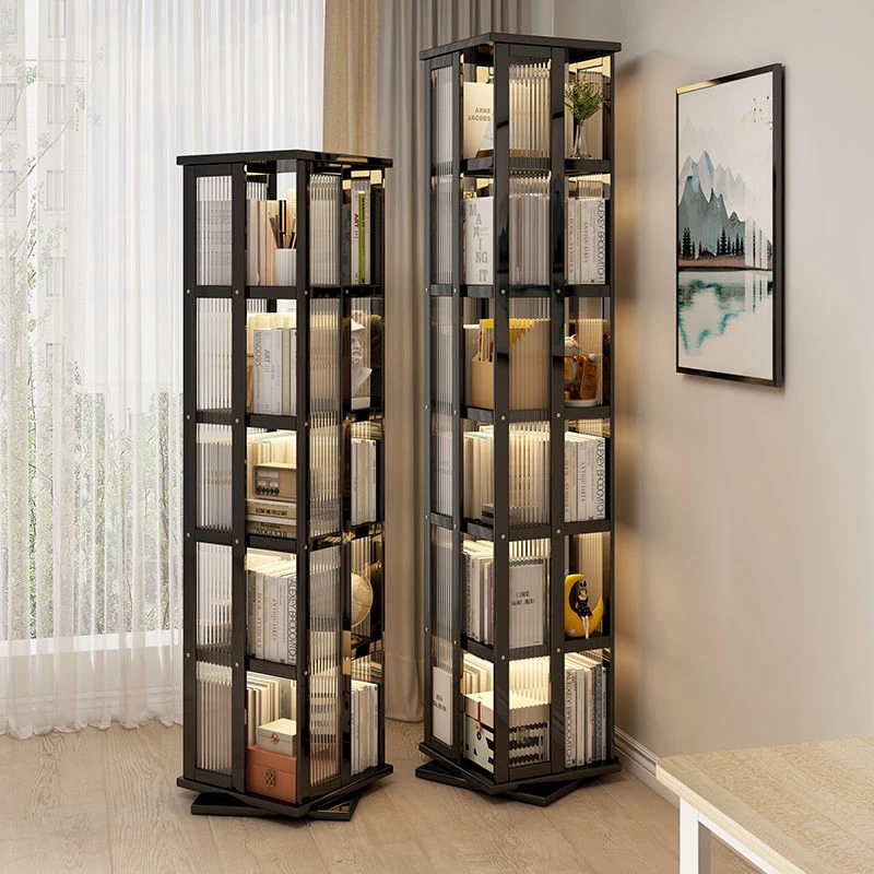 360°旋转书架落地置物架多功能省空间收纳神器2024新款墙边小窄柜