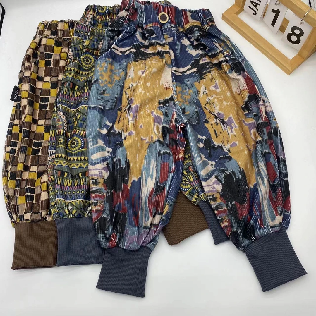 四季款不加绒秋款儿童提花卫裤灯笼裤韩版卫裤90-130