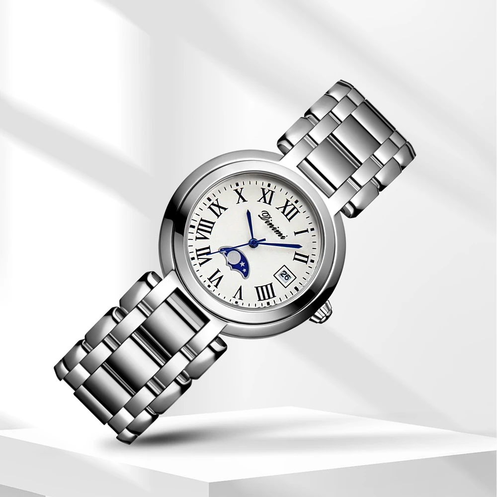 【牛姐专属】经典百搭精致潮流气质单日历精准轻奢防水心月情侣腕表