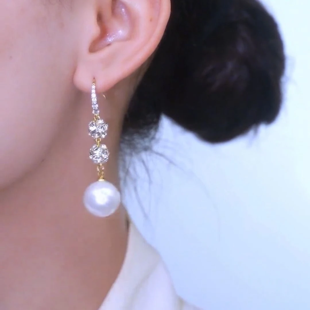 合金仿珍珠耳饰 【呈色】中秋节活动百搭长款精致耳环简约轻奢个性